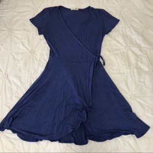 blue wrap dress